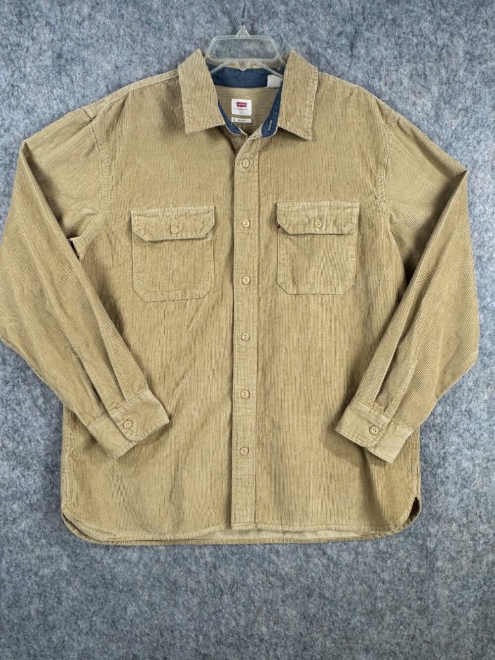 Levi’s The Worker Relaxed Fit Corduroy Shirt Sz L Tan Long Sleeve